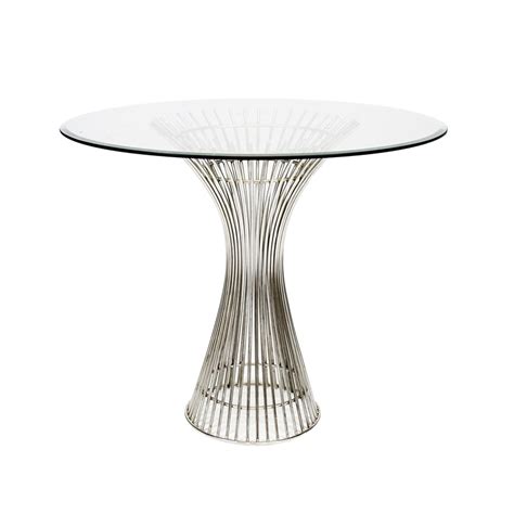Worlds Away Powell Polished Stainless Side Table 30 Inch Diameter Top