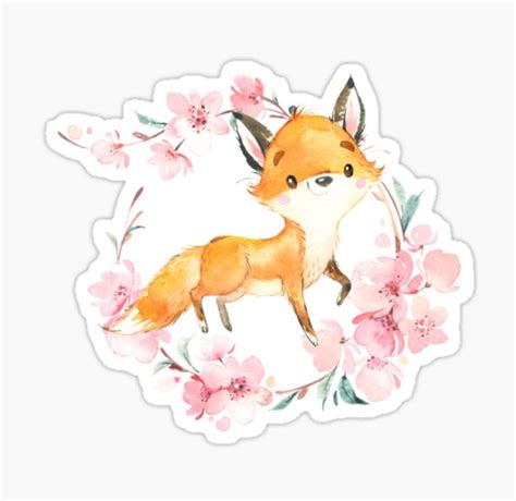 Cherry Blossom Fox Sticker By Kitsuneprints In 2021 Bunny Tattoos