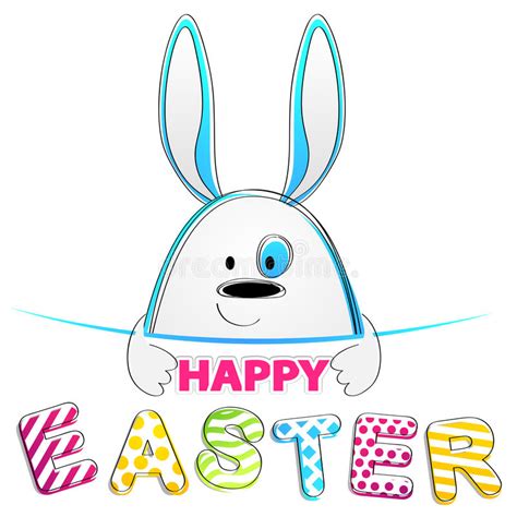 Happy Easter Bunny Vector Greeting Card With Rabbit Cute Nose And