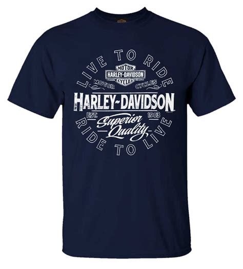 Harley Davidson Mens Live To Ride Crew Neck Short Sleeve Cotton T