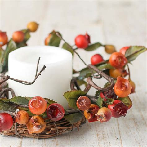 Fall Artificial Berry Candle Ring Candles And Accessories Home