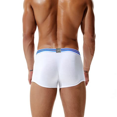 White 3pcs Mens Sexy Underwear Cotton Blend Low Rise Boxer Briefs 8201