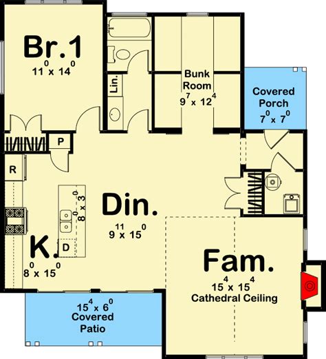 Cozy Cottage With Bunk Room 62712dj Architectural Designs House Plans