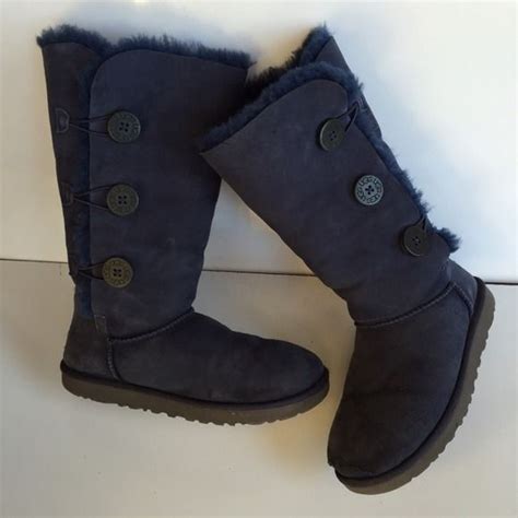 Ugg Authentic Bailey Button Triplet Navy Boot Sz 9 Navy Boots Boots Uggs