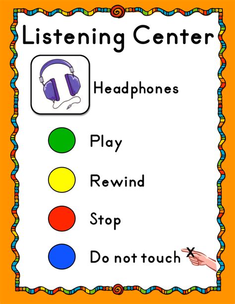 Listening Center Sign Kindergarten Listening Center Listening Center