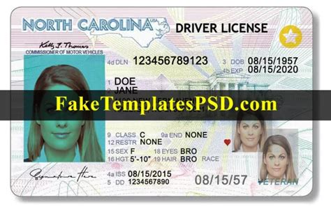 North Carolina Drivers License Template Psd 2023