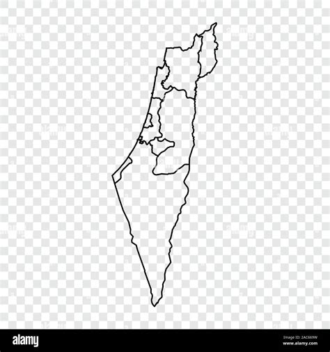 Israel Map On Transparent Background Outline Vector Illustration