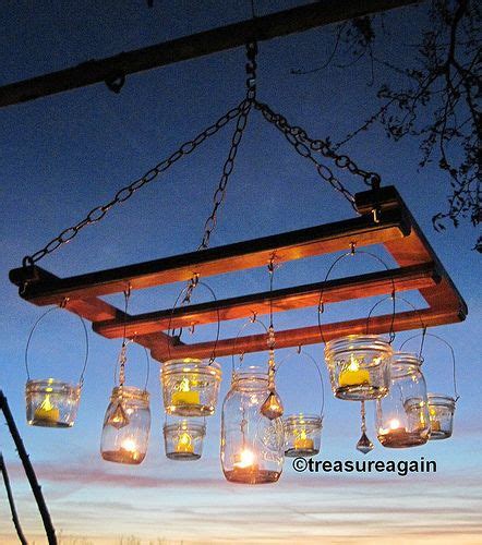 Mason Jar Chandelier Candle Love The Use Of Old Jars And Pallets Mason
