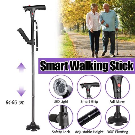 Walking Canes For Men And Women Folding Canes With Led Flashlight Fall Alarm Heavy Duty Pivot