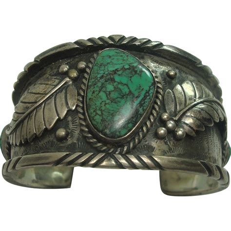 Signed Turquoise Sterling Navajo Cuff Bracelet From Silverbypatrick On