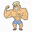 Cartoon-Bodybuilder lässt seine Muskeln spielen - Vektorgrafik ...