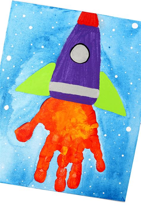 Fun Handprint Rocket Craft For Preschoolers · The Inspiration Edit