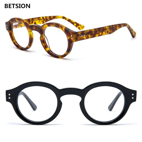 betsion vintage small oval round eyeglasses frames acetate glasses mens women 43mm clear lenses