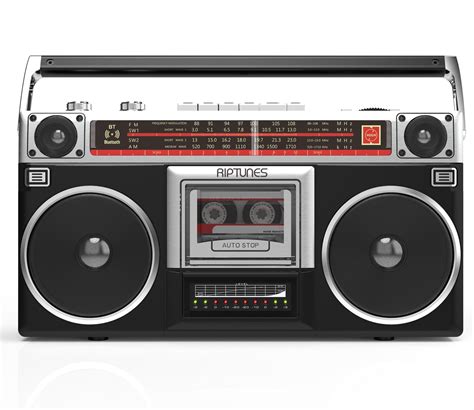 Riptunes Radio Cassette Stereo Boombox With Bluetooth Audio Black