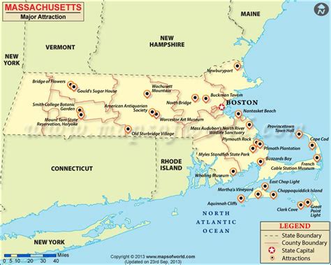 Places To Visit In Massachusetts Map Of Massachusetts Attractions