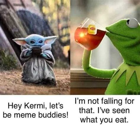 Baby Yoda Eating Kermit The Frog Colinvandersluijs