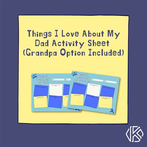 Things I Love About Dad Activity Sheet Kmc Ministries