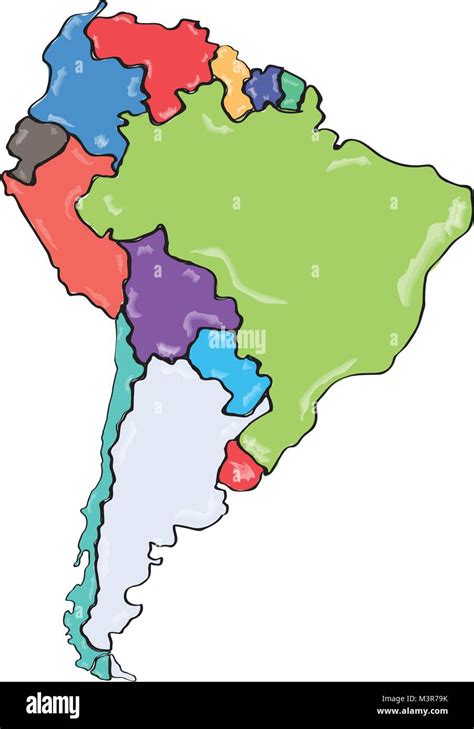 Eps Vector De Sur America Mapa Contorno Politico Mapa Sur Images Hot