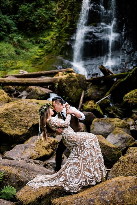 Waterfall Adventure Wedding Session Oregon Forthright Photo