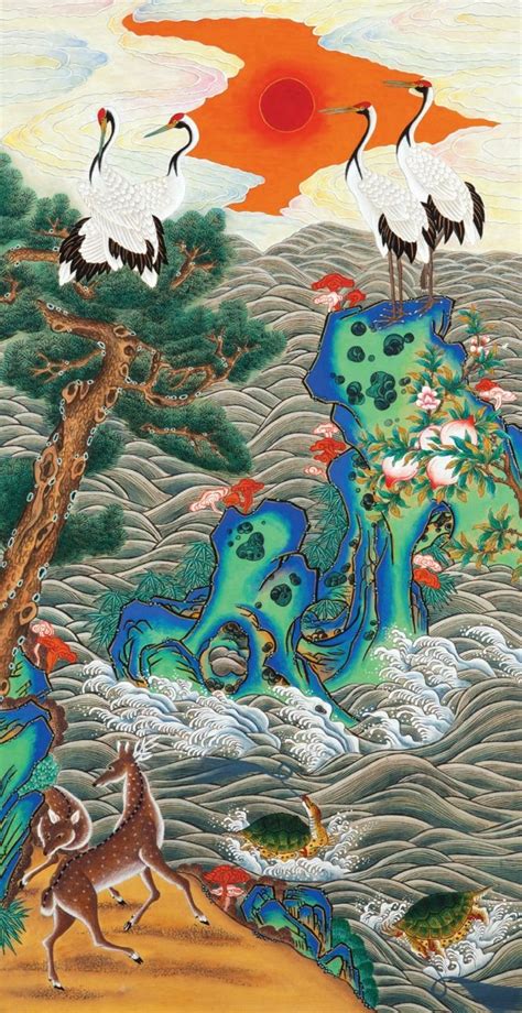 대한민국민화공모대전 이미연 장생도 한국의 미술 중국 예술 칠하기