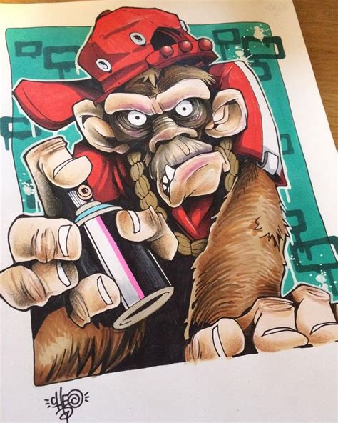 CHEO On Instagram A Quick Katun Inspired Chimp Cheo Chimp Graffiti Drawing Graffiti