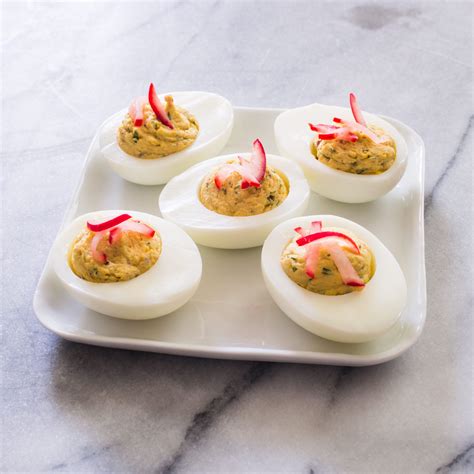 Chipotle Deviled Eggs With Pickled Radishes Cooks Illustrated Recipe