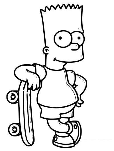 Bart Simpson Con Patineta Para Colorear Imprimir E Dibujar