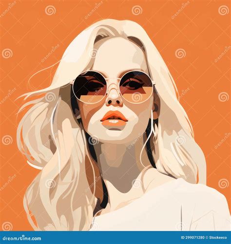 Beautiful Blond Woman With Sunglasses Realistic Brushwork Illustration Stock Illustration