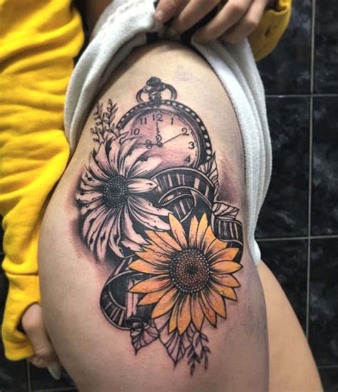 Sunflowers Film Clock Tattoo By Area87 At Athens Tattoo Studio
