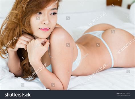 Sexy Asian Woman Lingerie Wearing Thong Stock Photo 268702574