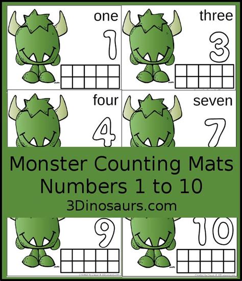 Free Monster Count Mats From 1 To 10 Easy To Use Monster Counting