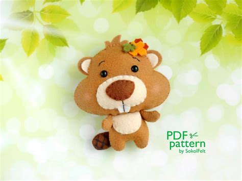 Beaver Pdf Pattern Felt Woodland Animal Plush Toy Sewing Tutorial