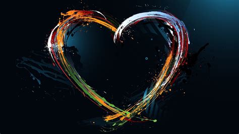 Heart Colorful Lines Shapes Hd Wallpaper Wallpaper Flare