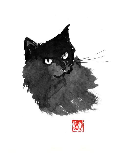 Cool Black Cat Drawing By Pechane Sumie Saatchi Art