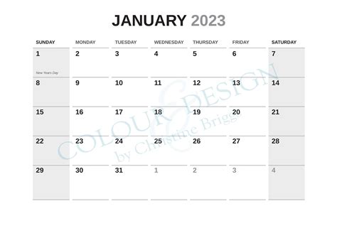 2023 Calendar Template Adobe Indesign Calendar Template Etsy Uk