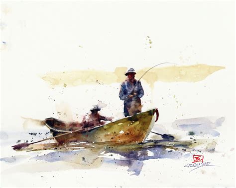 Drift Boat Fishing Watercolor Print By Dean Crouser Etsy