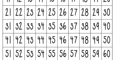 Printable Numbers 1 60 In 2022 Printable Numbers Printables Free