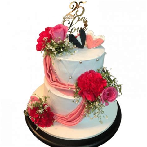 Silver Jubilee Wedding Anniversary Cake