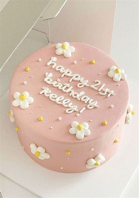 50 Cute Minimalist Buttercream Cakes Nude Pink Daisy Cake
