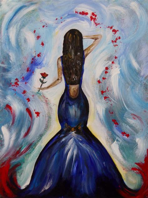 Original Acrylic Painting Lady In Blue Abstract Woman Blue Etsy