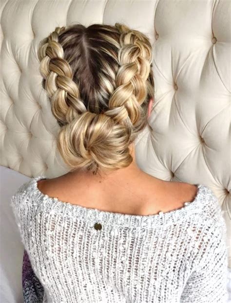 15 best braided bun with two french braids