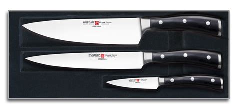 Wusthof Classic Ikon 3 Piece Kitchen Knife Set Black Our Pampered Home