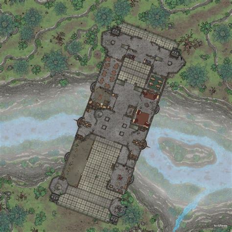 Fortified Mountain Bridge Battlemaps Dnd World Map Fantasy City