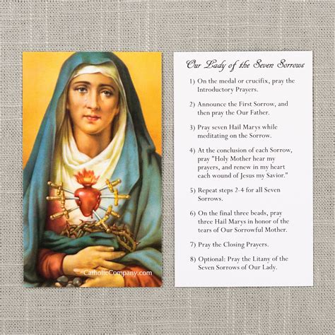 Seven Sorrows Chaplet Prayer Card The Catholic Company