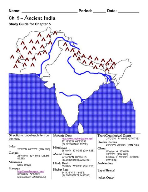 Ancient India Map Worksheet Printable Sheet Education