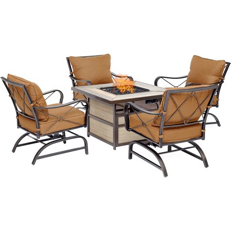 Hanover Summer Nights 5 Piece Fire Pit Chat Set With 4 Deep Seating