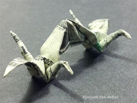 Money Origami Double Cranes Dollar Bill Art Made With Real 100