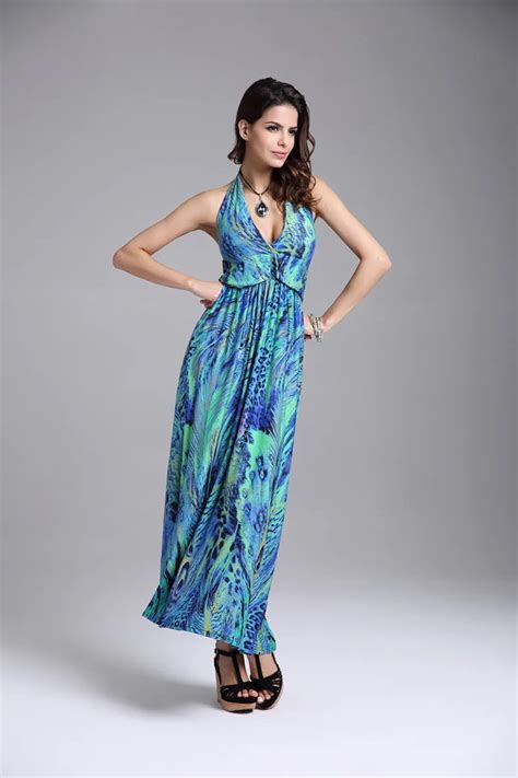 Vestidos Women Summer Maxi Dress Elegant Bohemia Beach Slim Dress V