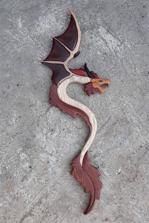 Dragon İntarsia Home Decor Wall Decor Wooden Carving Wooden