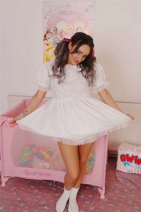 Beautilful Adult Baby Dress With Matching Baby Panties In White Size S